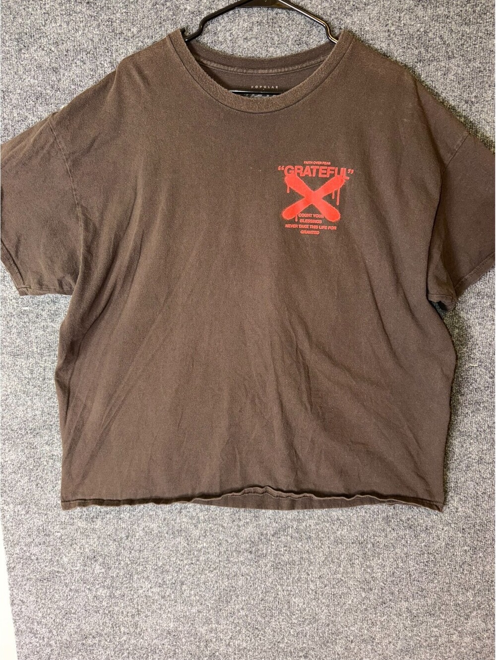 Popular Poison T Shirt Mens 2XL Brown Grateful Faith Over Fear Angel Streetwear